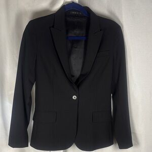 Theory Black Single-Button Blazer with Notch Lapel - Size 6